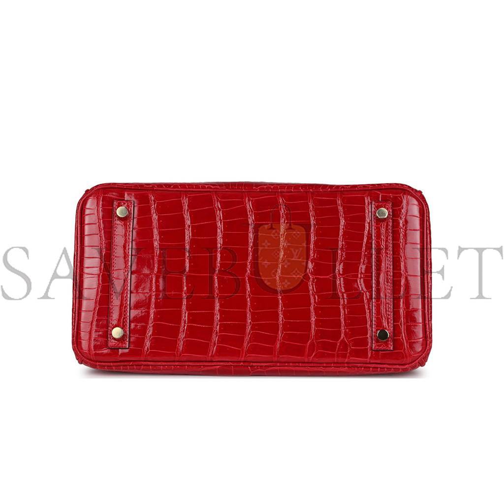 H**mes birkin 30 braise shiny porosus crocodile gold hardware (30*22*16cm)
